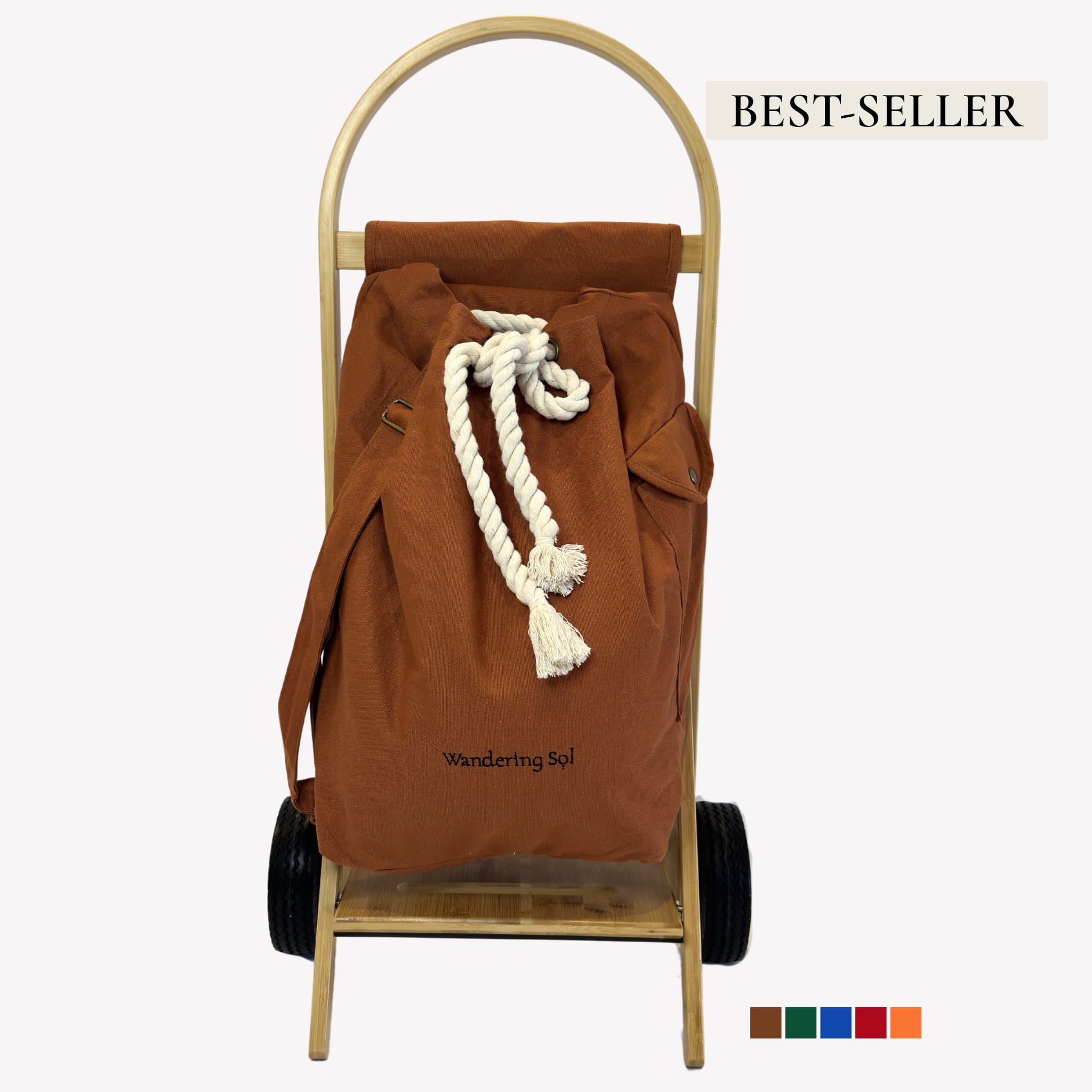 The Nimble Personal Cart carries 50kgs only weighs 5kgs. Shown in Clay Brown with colour variant swatches