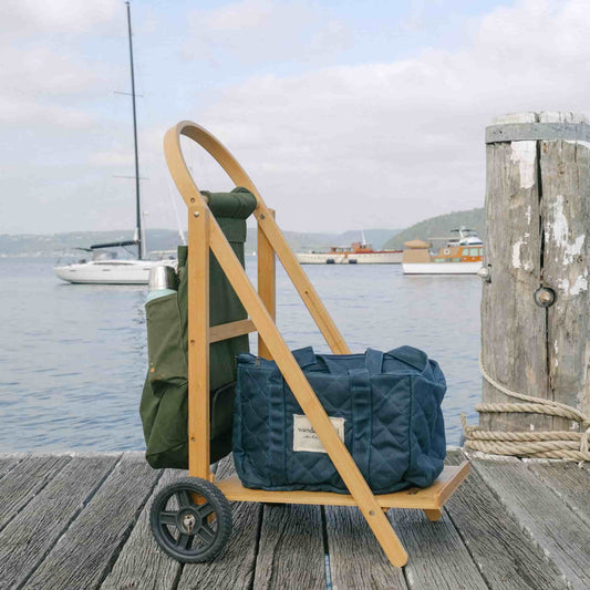 THE WANDERER Cart COOLER Set - Set beinhaltet Rahmen, recycelte Segeltuchtasche und The Cool Down Cooler Bag