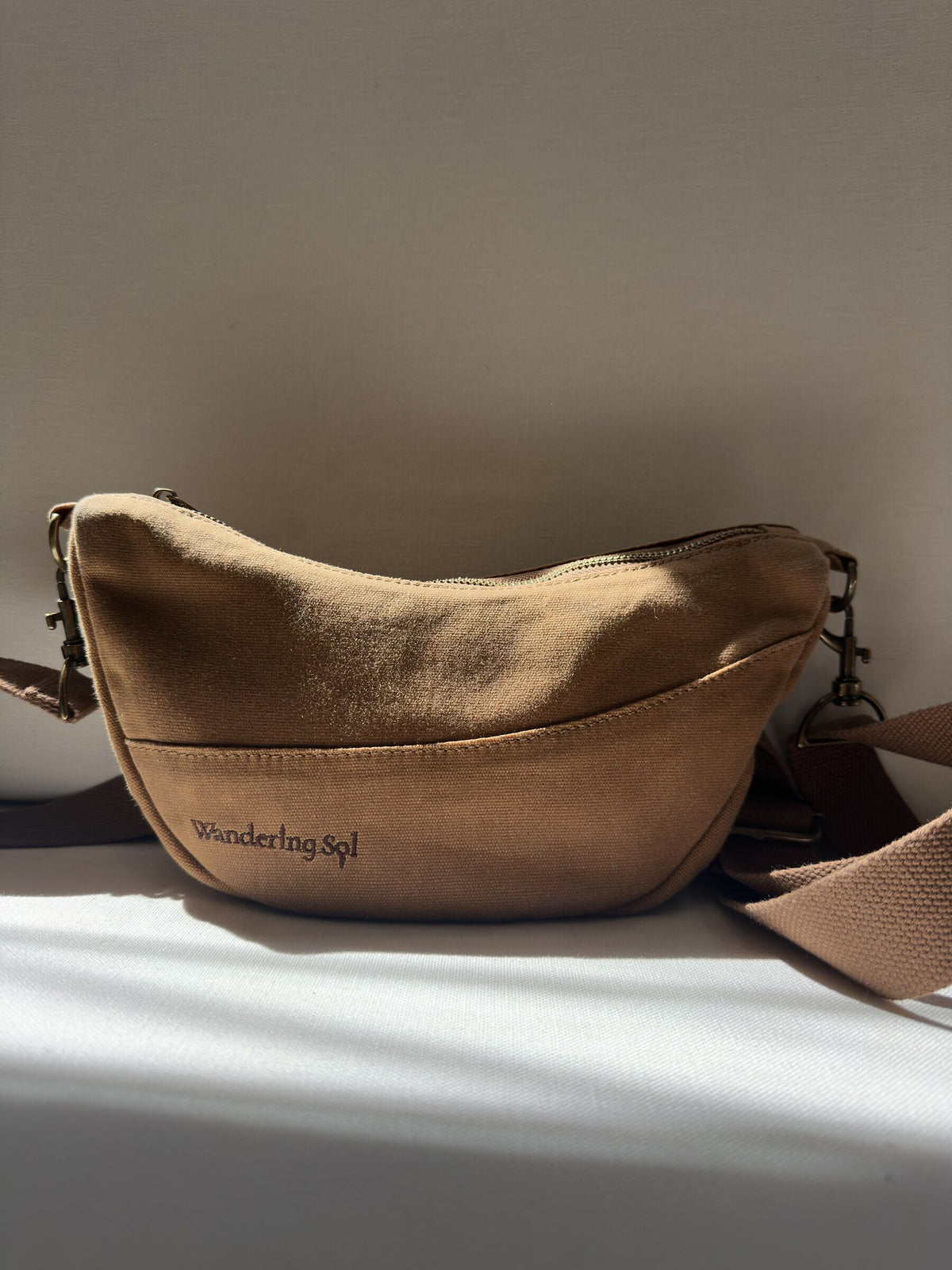 Wandering Sol clay waxed canvas Crossbody with adjustable strap