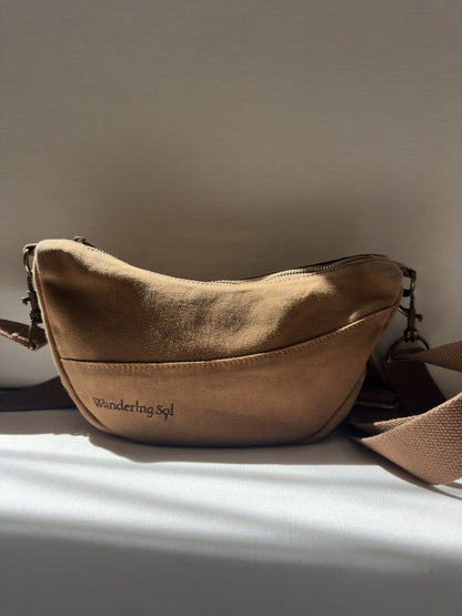 Wandering Sol clay waxed canvas Crossbody with adjustable strap